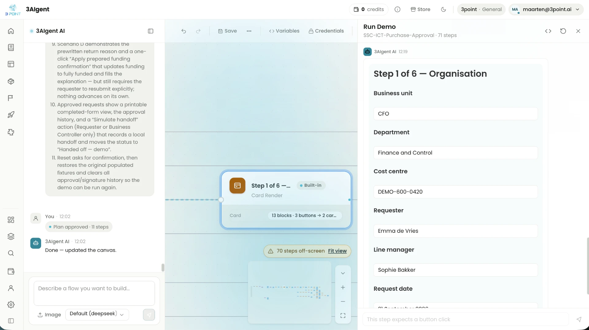 De VLAM-ontwerper met een procescanvas en een geopend demonstratievenster